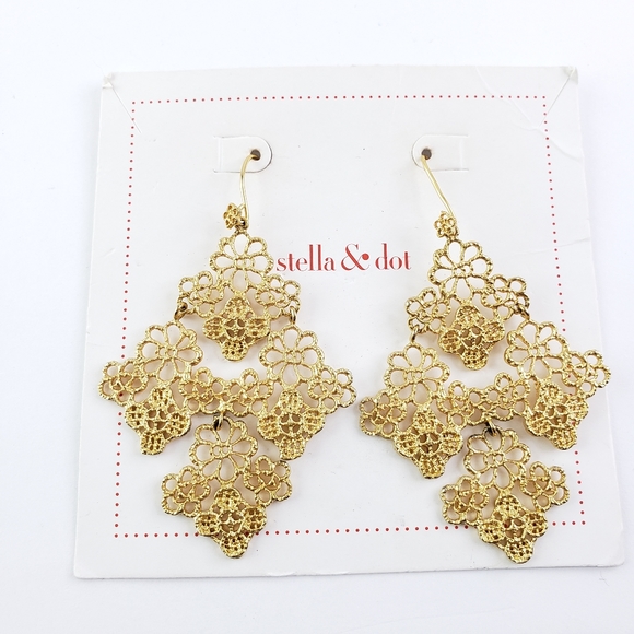 Stella & Dot Jewelry - Stella & Dot Earrings Filigree Dangle Gold Tone